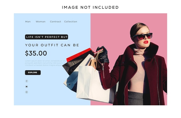 Vector e commerce fashion sale landing page design