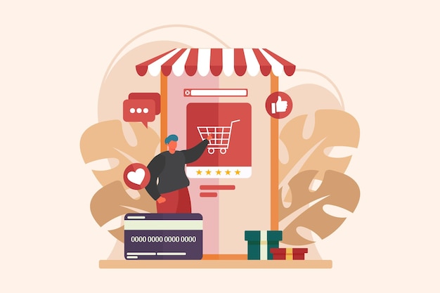 E Commerce 플래트 일러스트레이션 디자인