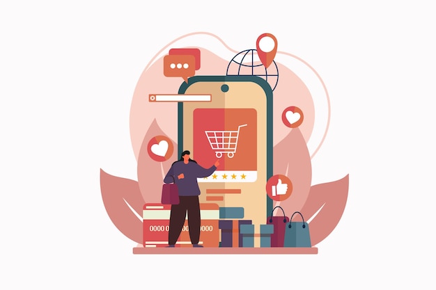 E Commerce 플래트 일러스트레이션 디자인