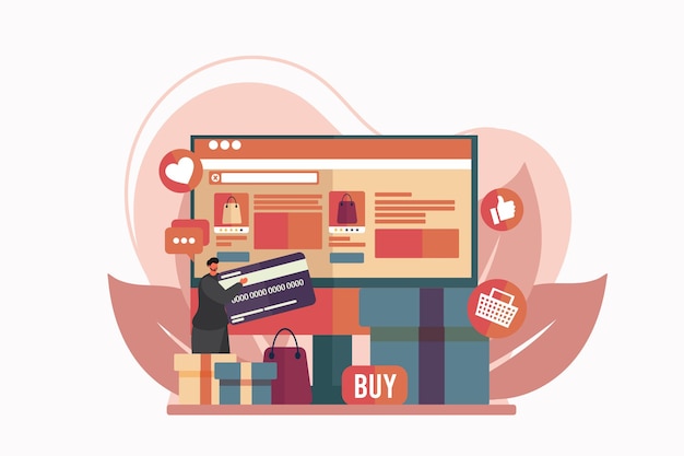 E Commerce 플래트 일러스트레이션 디자인