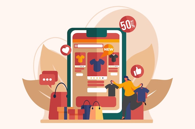 E Commerce 플래트 일러스트레이션 디자인