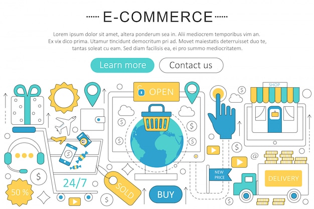 E-commerce flat line concept