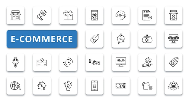 E-commerce icon set vector illustration thin line outline icons