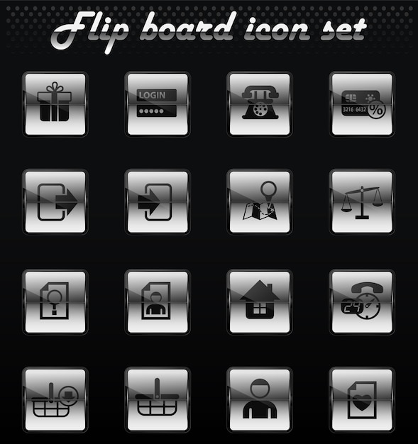 E-commerce interface vector flip mechanische pictogrammen voor gebruikersinterfaceontwerp