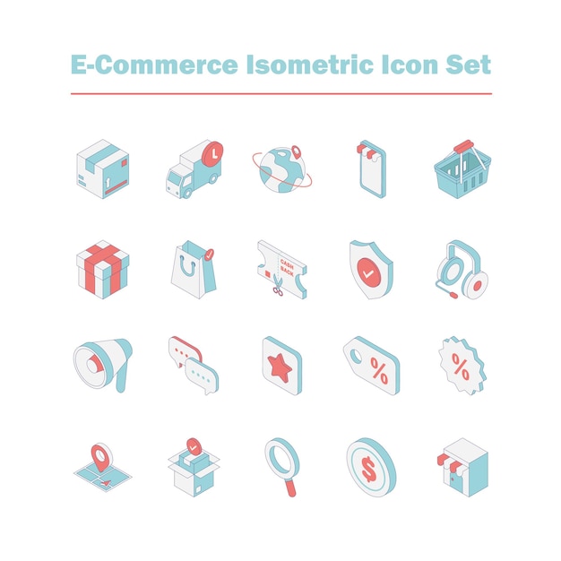 e-commerce isometrische pictogrammenset