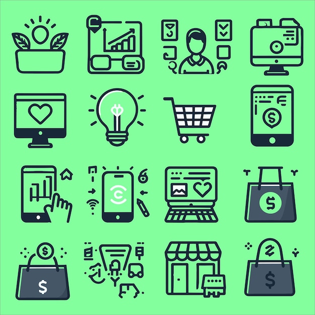 E commerce minimal thin editable line web icon set Outline icons collection