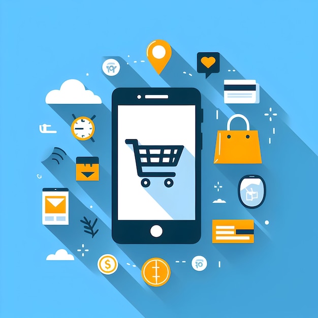 E-commerce mobiele vlakke afbeelding