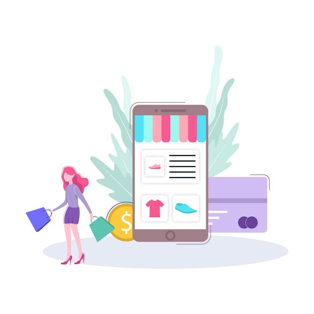 Illustrazione del negozio online di e-commerce