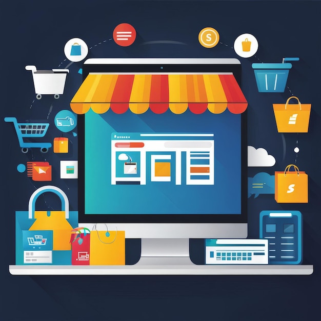 E-commerce online shopping en internet marketing concept commerce online shopping en int