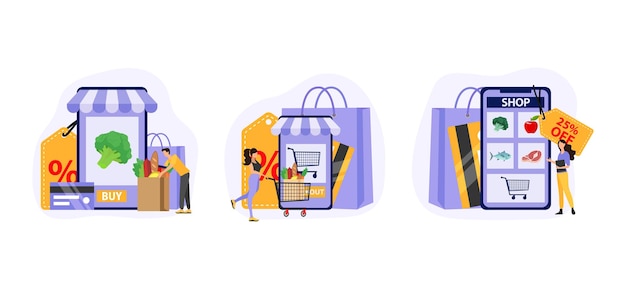 E Commerce platte bundel ontwerp illustratie