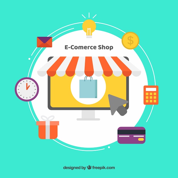 E-commerce shop and shopping icons