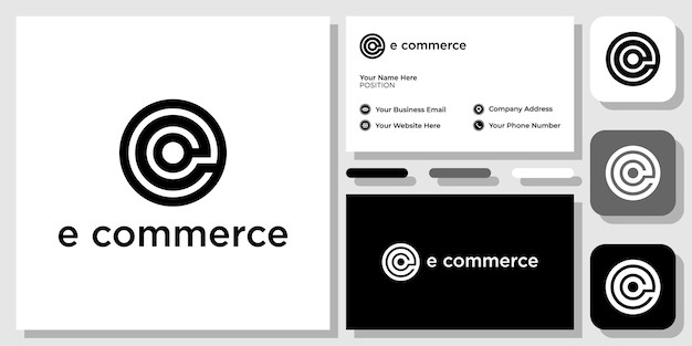 e commerce symbol initial abstract circle with business card template