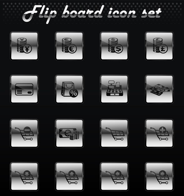 E-commerce vector flip mechanical icons for user interface design
