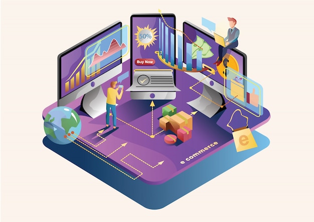 E commerce web flat illustration