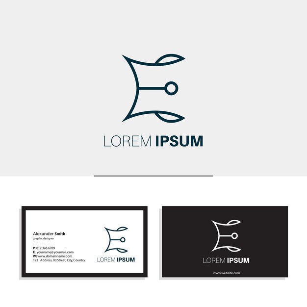 Vector e company logo design vector business card