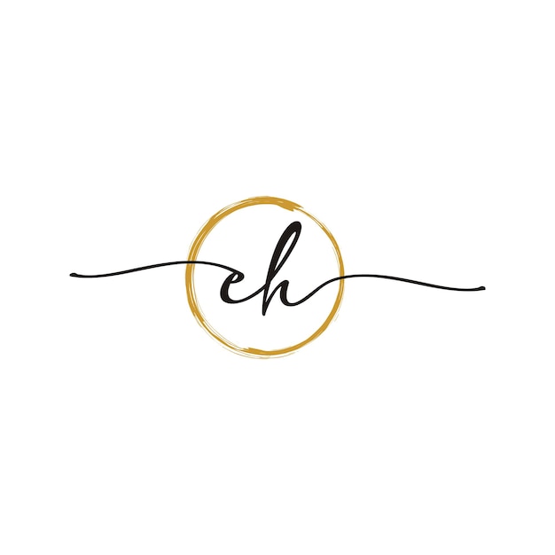 E H Initial Script Letter Beauty Logo Template