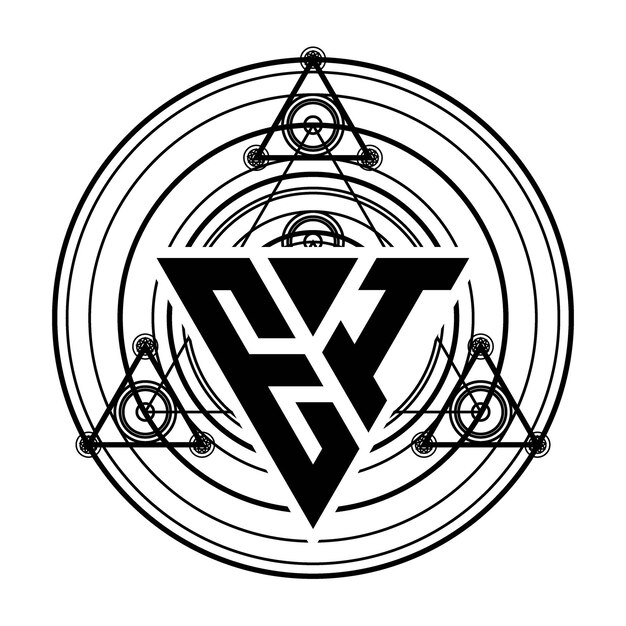 Vettore logo della lettera ei monogram con modello di design a forma di triangolo con ornamenti geometrici sacri