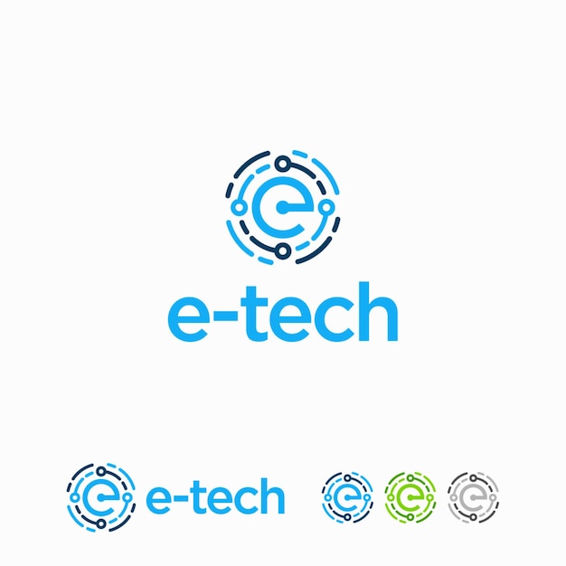 Vector e initiële technologie logo ontwerpsjabloon