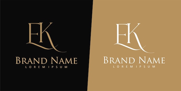 E and K Letter Logo Design Template