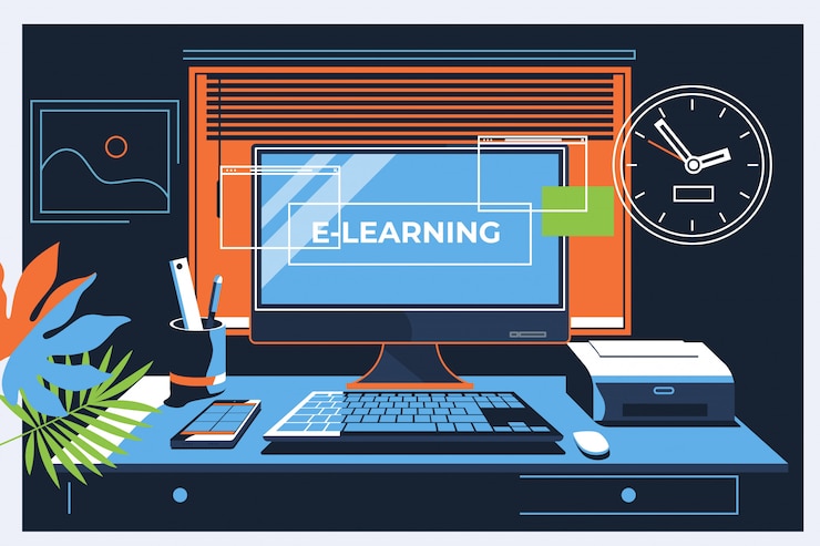 Vector e-learning concept for web page