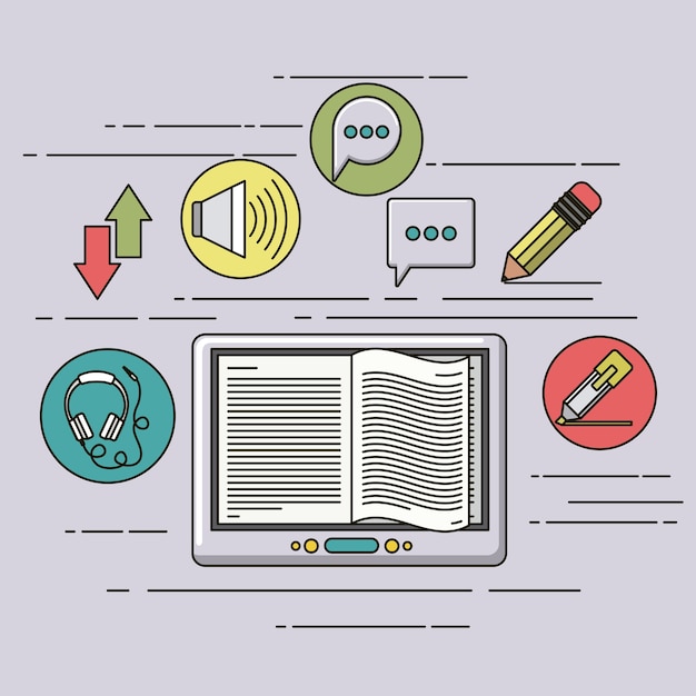 Vector e-learning equipment isolated icon