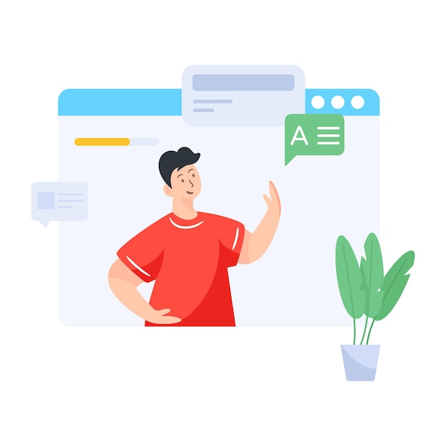 An e learning flat vector illustration