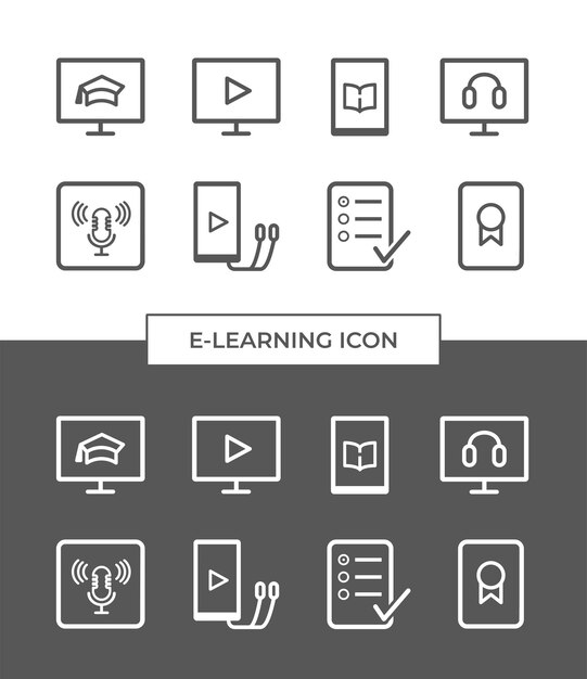 Vettore set di icone di e-learning