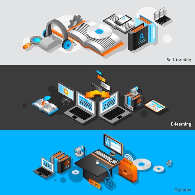 E-learning Isometric Banners