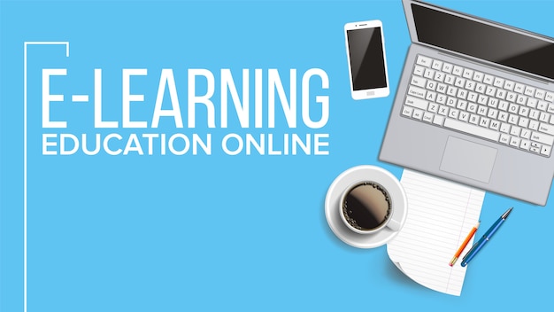 Vector e-learning, online onderwijswebbanner