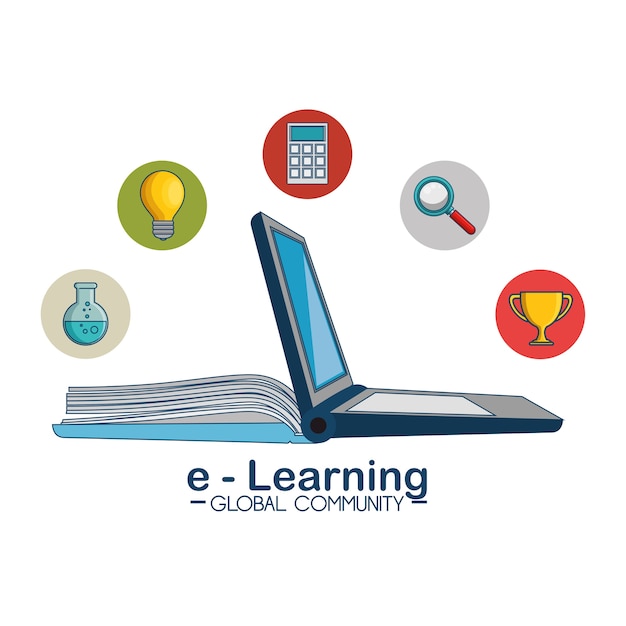 Vector e-learning wereldwijd gemeenschapsconcept