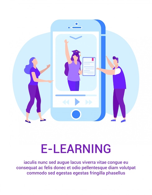 E- Lerarning. Woman with Diploma on Phone Monitor.