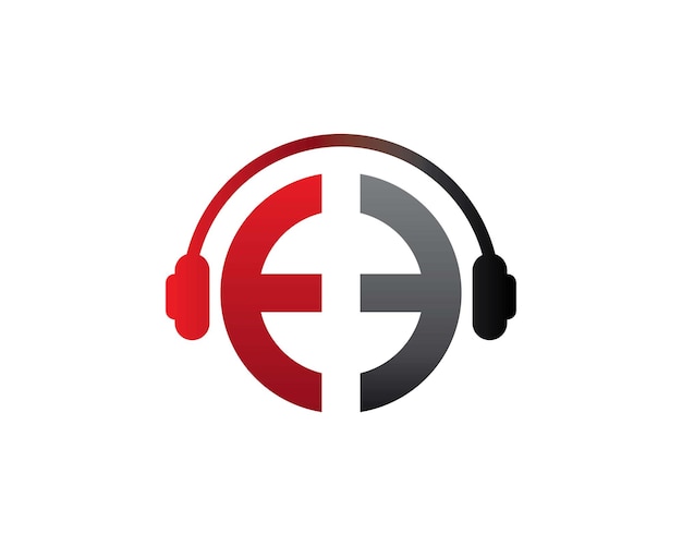 E Letter dj in headphone Logo Template