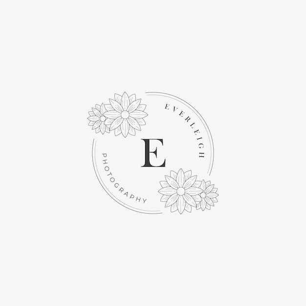 E Letter Logo with creative Floral concept for company business beauty real estate Premium Vector