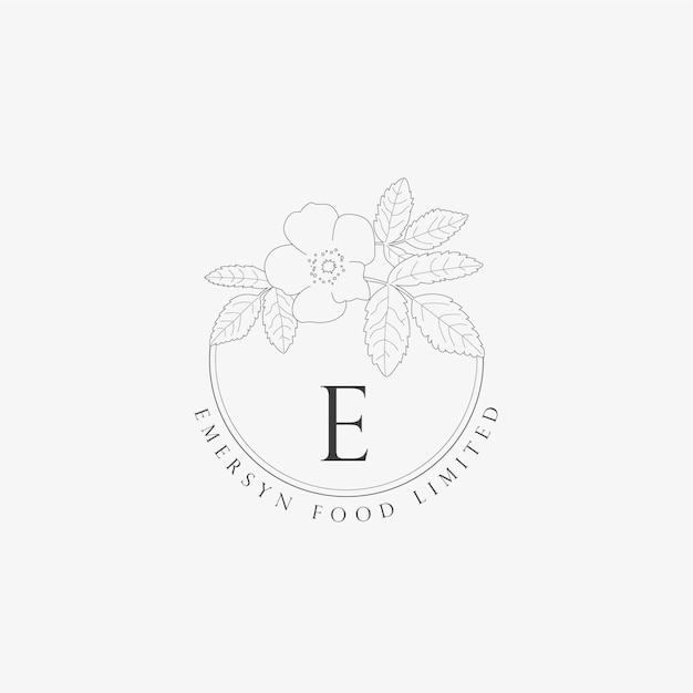 E Letter Logo with creative Floral concept for company business beauty real estate Premium Vector