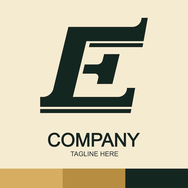 e letter logo with serif theme