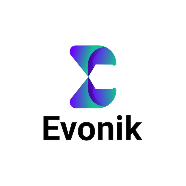 E 文字のモダンなハイテクのロゴ デザイン