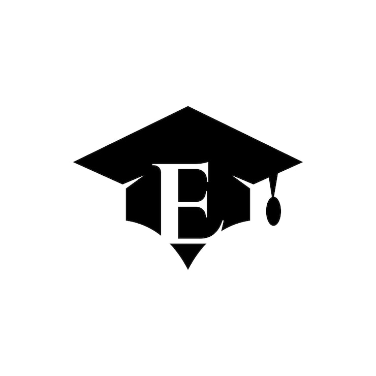 Vector e logo graduation hat icon education logo graduate symbol