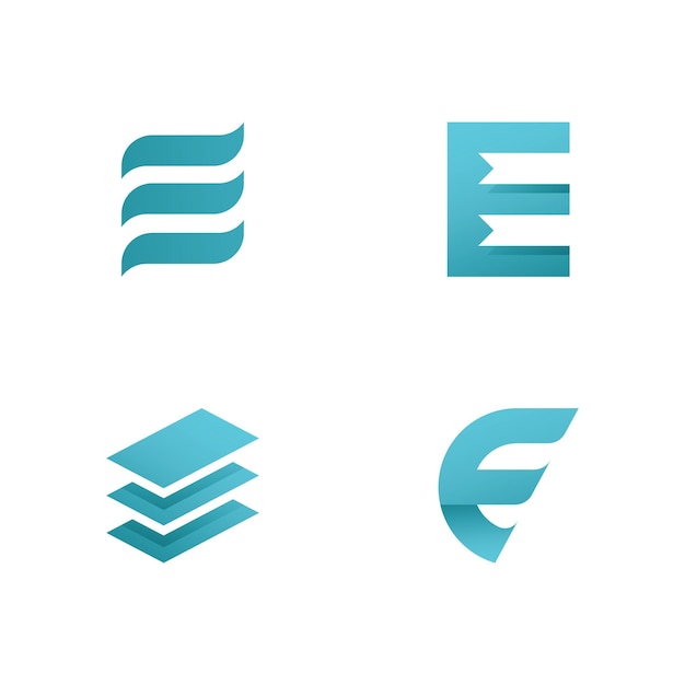 E Logo-ontwerp en sjabloon Creatieve E-pictogram initialen gebaseerd Letters in vector