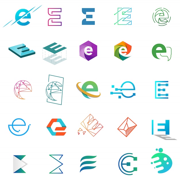 E logo set illustrazione vettoriale