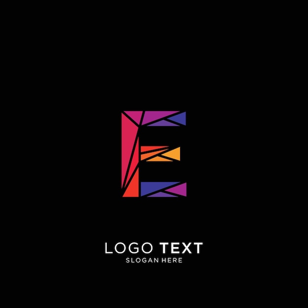 E-logotechnologie kleurrijk op zwarte achtergrond