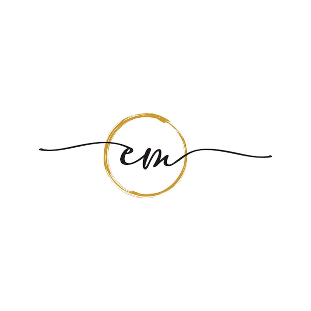 E M Initial Script Letter Beauty Logo Template
