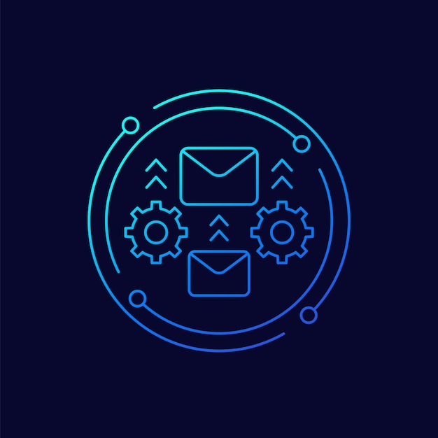 E-mail automatisering pictogram lineair ontwerp