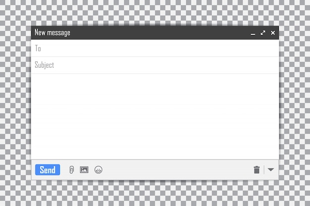 Пустой шаблон электронной почты, интерфейс почтовой рамки для почтового сообщения