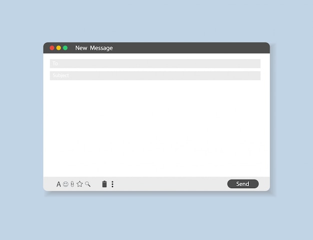 E-mail blank template internet mail frame interface for mail message.