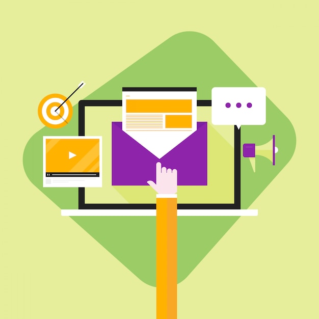 E-mail die vlakke achtergrond adverteert