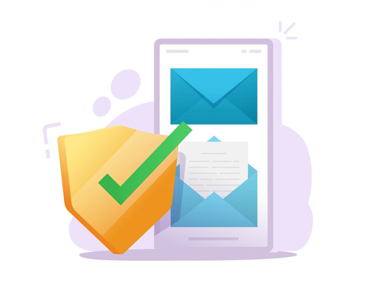 Vector e-mail document veilige mobiele telefoon communicatie online concept