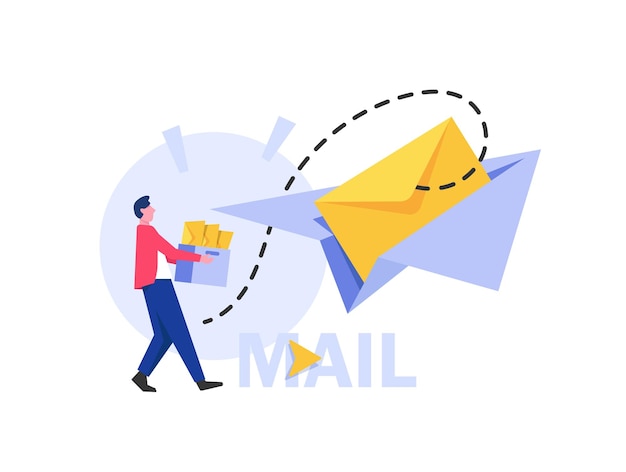 E-mail en berichten, e-mailmarketingcampagne, werkproces, nieuw e-mailbericht