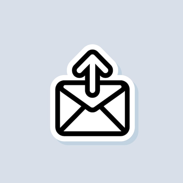 E-mail en berichtensticker. envelop met pijl omhoog. e-mailpictogram. logo nieuwsbrief. e-mailmarketingcampagne. vector op geïsoleerde achtergrond. eps-10.