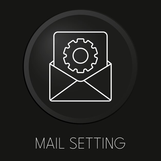 E-mail instellen vector lijn pictogram op 3D-knop geïsoleerd op zwarte achtergrond Premium Vector