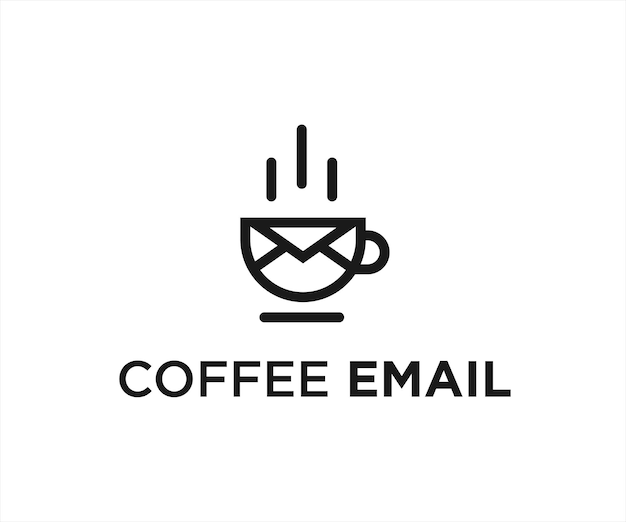 e-mail koffie logo ontwerp vectorillustratie